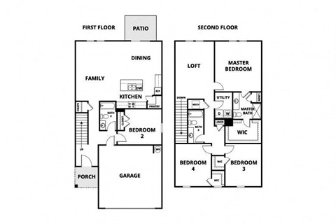 two floor plan of a house with different bedrooms