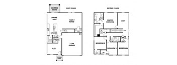 a floor plan of a house with two bedrooms and a living room