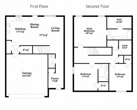 the floor plan of the first and second floor of a house
