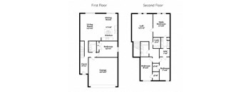 a floor plan of a house with two floors and a second floor