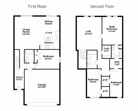 a floor plan of a house with two floors and a second floor