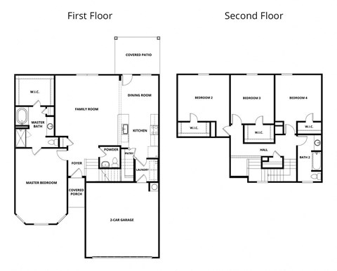the floor plan of the first and second floor of a house