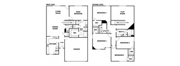 a floor plan of a house with three bedrooms and a living room