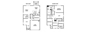 two floor plan of a house with two bedrooms and a living room