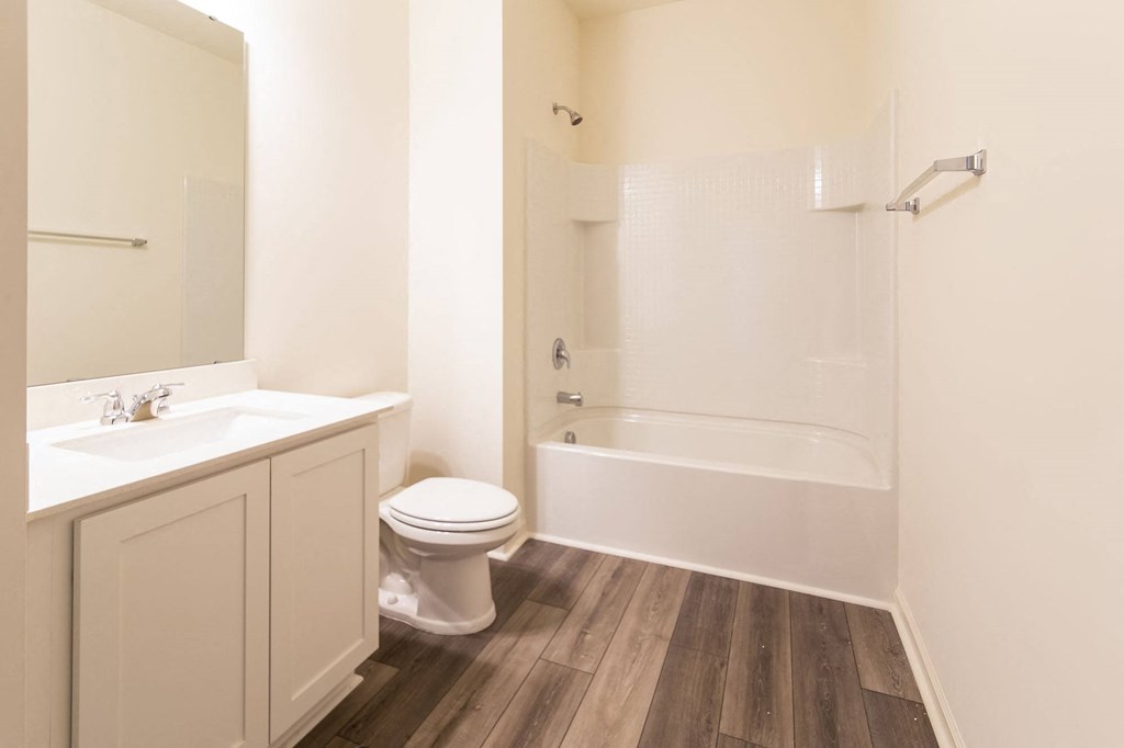 a bathroom with a toilet and a tub and a sink