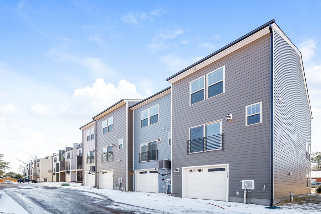 Townhomes for Rent in Charlotte NC - Loso Walk - Townhome Facade with Private Garages