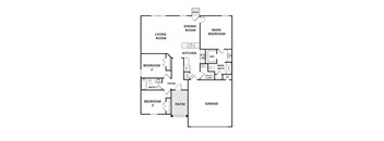 a floor plan of a house with a bedroom and a living room