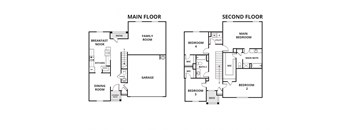 a floor plan of a house with two floors and a second floor with a bedroom