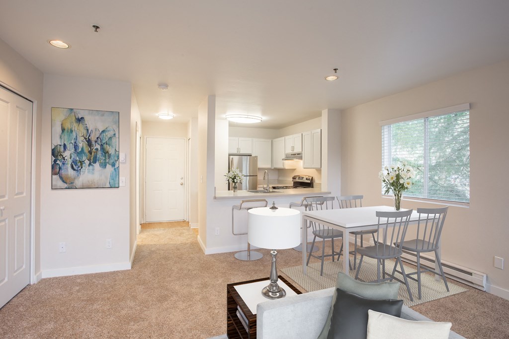 updated kitchen with stainless steel appliances