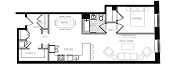 1 bed 1 bath - 1000 sq - 2 - A7