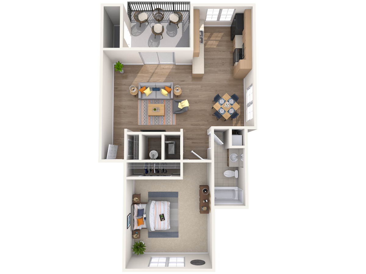 1 Bed, 1 Bath, 657 sq. ft.