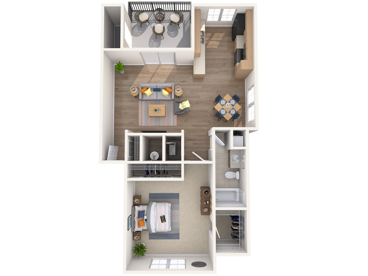 1 Bed, 1 Bath, 678 sq. ft.