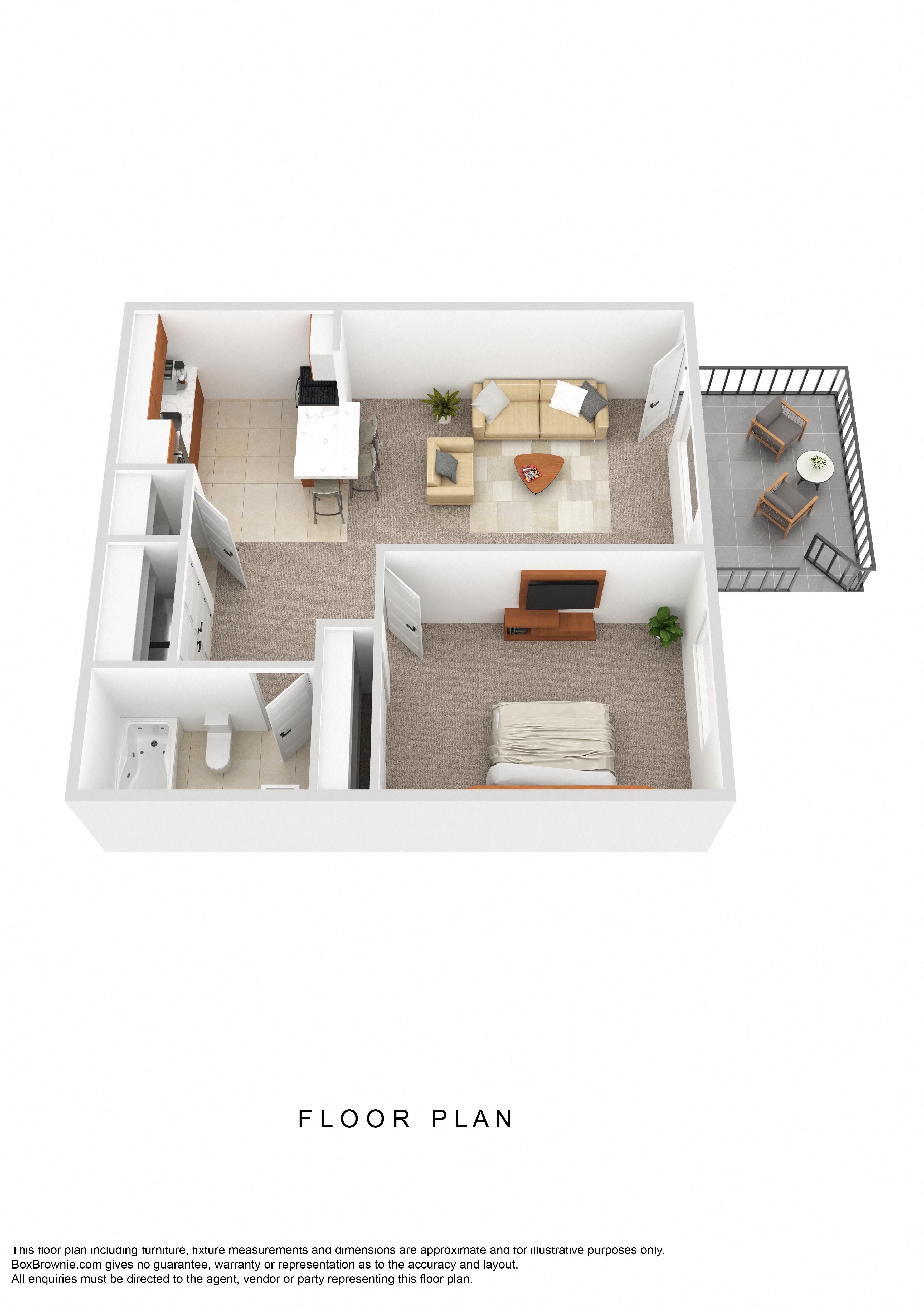 a floor plan of a 1 bedroom floor plan
