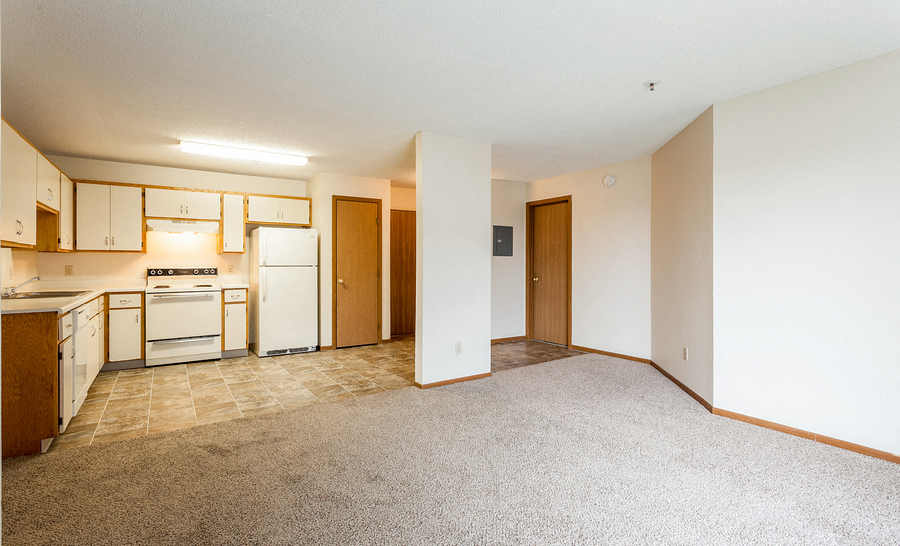 Open living room & kitchen area