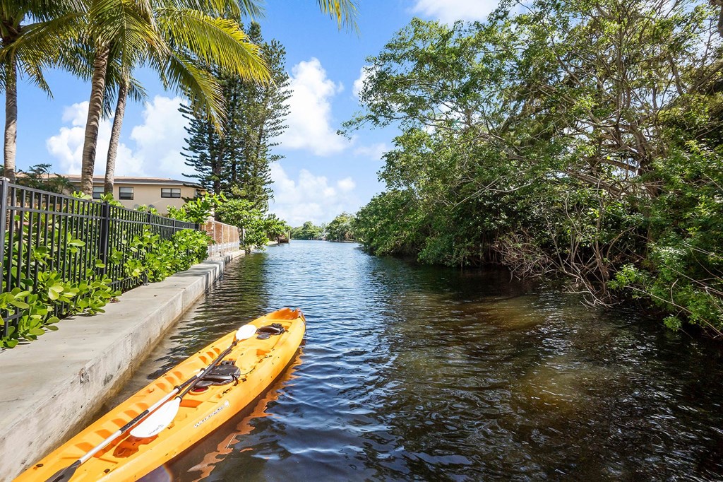 Wilton Tower apartments in Wilton Manors Florida photo of kayak on canal