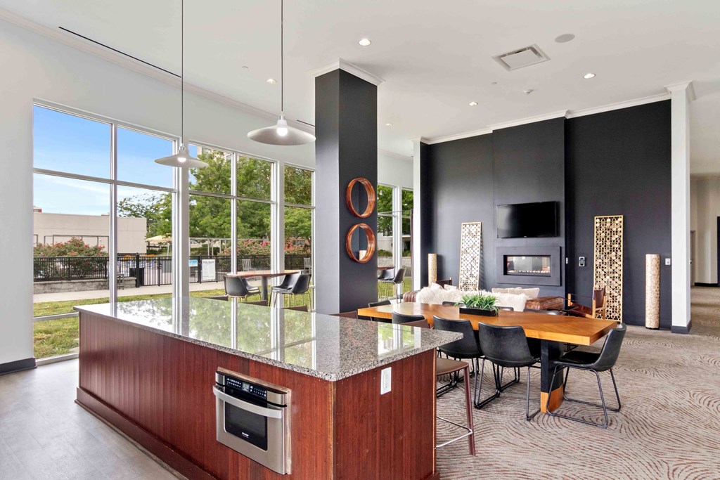 resident lounge with demonstration kitchen