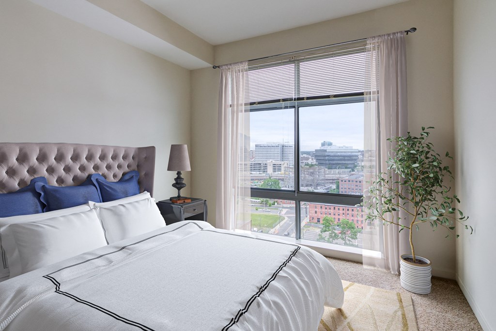 bedroom with large windows
