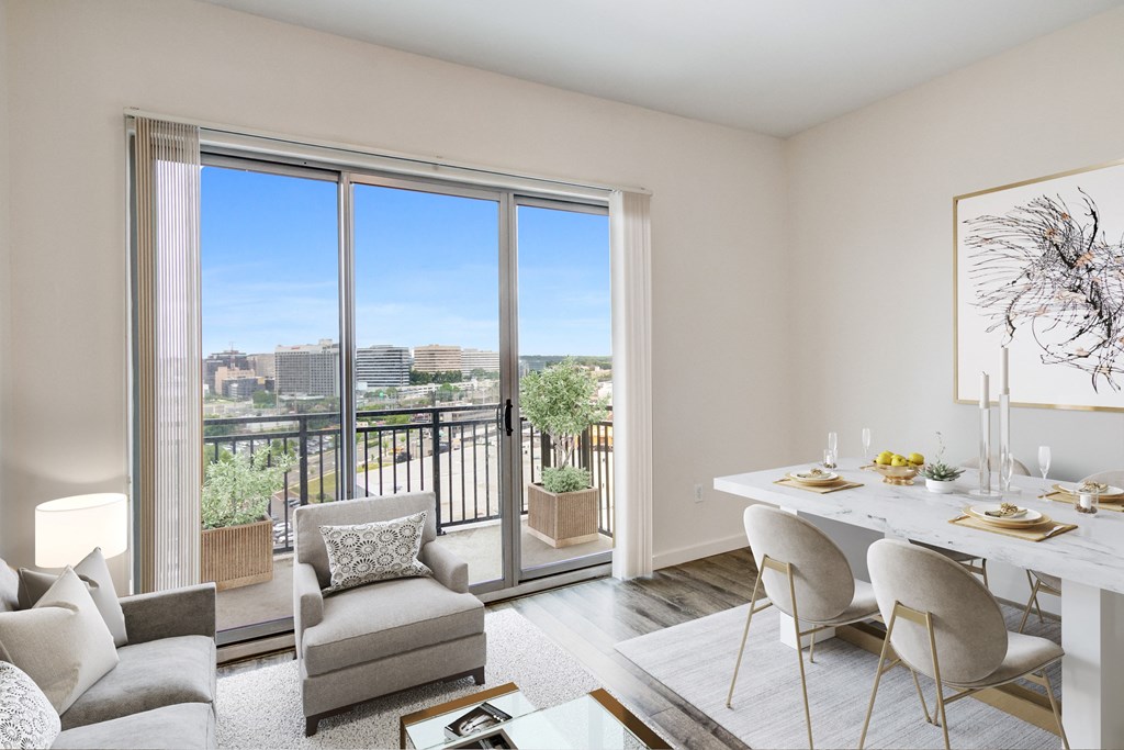 living room with large balcony
