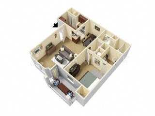 a floor plan of a house with a bedroom and a living room