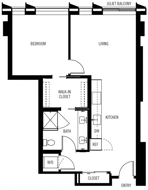 Floorplan 1A 1 bedroom 1 bath