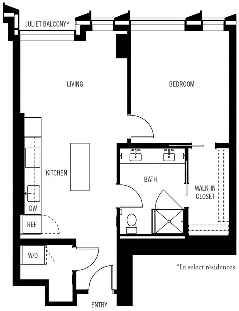 Floorplan 1C One Bedroom One Bath