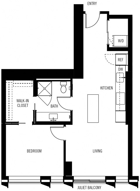 Floorplan 1D One Bedroom One Bath