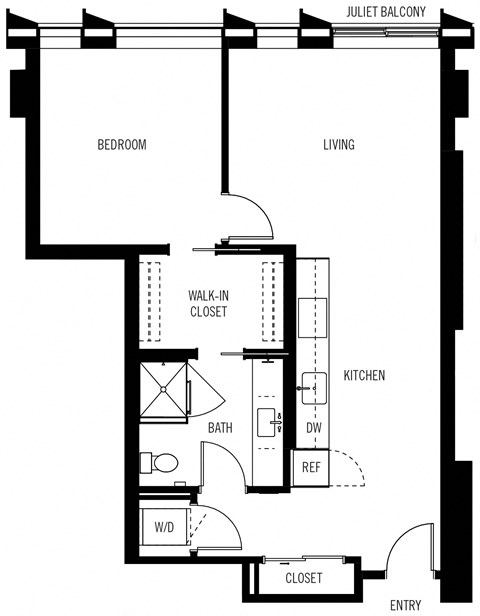 Floorplan 1E One Bedroom One Bath
