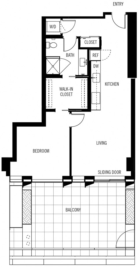 Floorplan 1H - One Bedroom One Bath