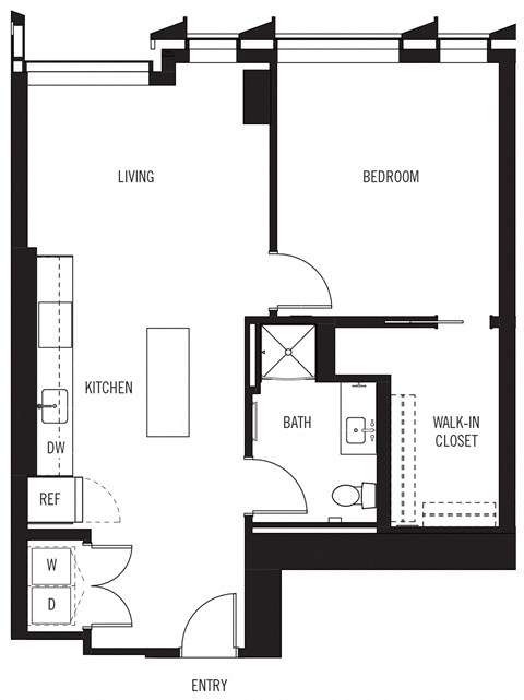 Floorplan 1J - One Bedroom One Bath