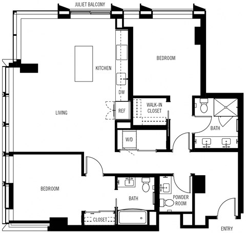 bedroom floor plan an in 2 bed 2 bath condo