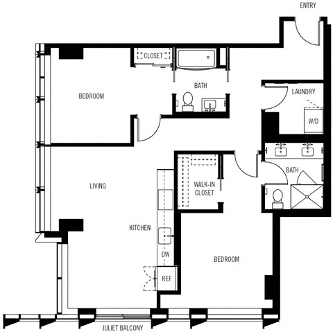 bedroom floor plan an in 2 bed 1 bath
