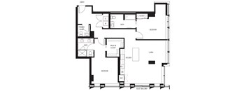 a floor plan of a home with two bedrooms and two bathrooms