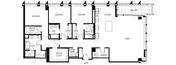 a floor plan of a house with two bedrooms and two bathrooms