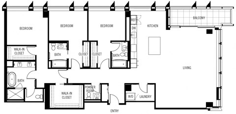 a floor plan of a house with two bedrooms and two bathrooms