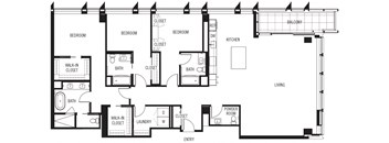 a floor plan of a house with two bedrooms and two bathrooms