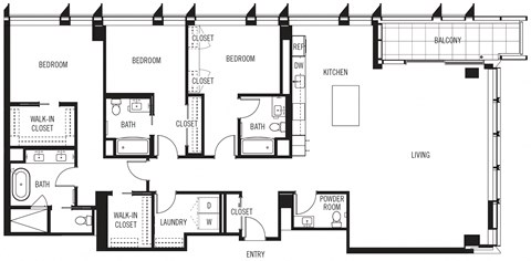 a floor plan of a house with two bedrooms and two bathrooms