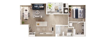 a floor plan of a 1 bedroom apartment at the residences at silver hill in suitland,