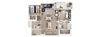 a floor plan of a 3 bedroom apartment at the residences at silver hill in suitland,
