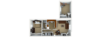 1 Bed - 1 Bath, 948 sq. ft. 1 Bedroom Penthouse Floor Plan