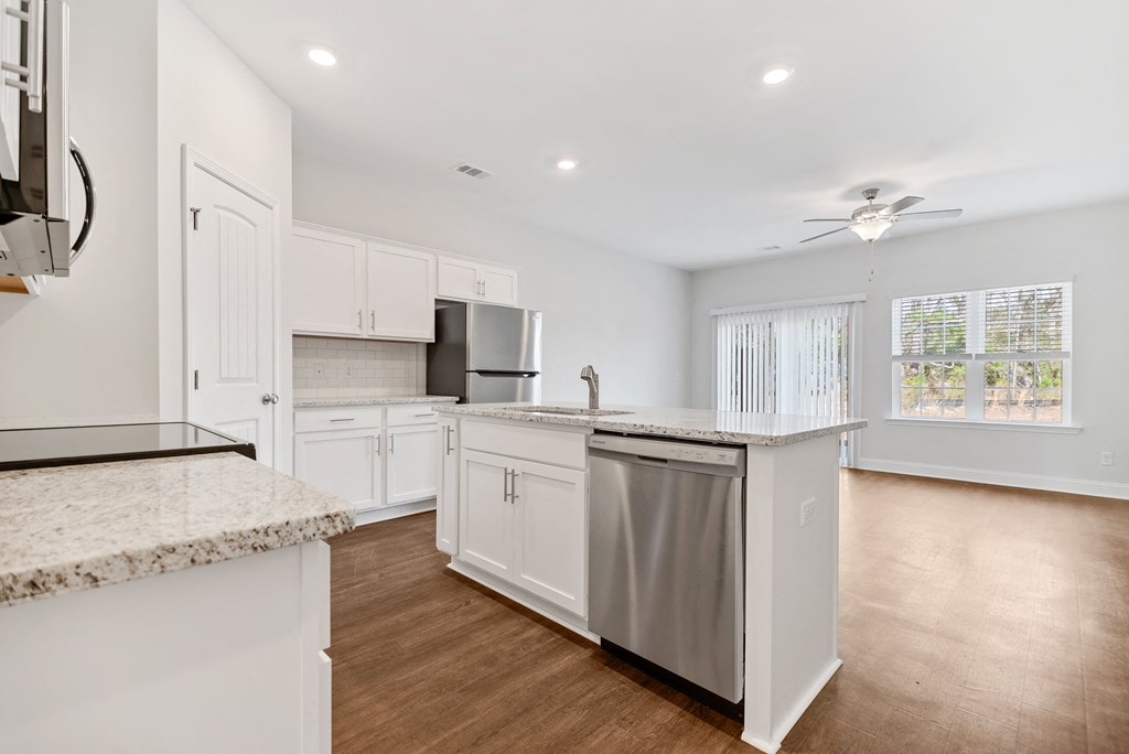 Cottonvale Towns in Savannah, GA photo of kitchen with open concept view of living room