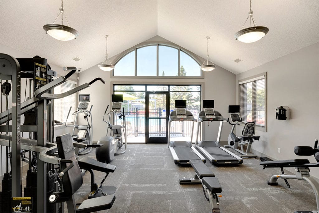 fitness center- cardio machines, weighted machines