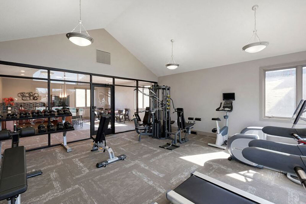 fitness center- cardio machines, weighted machines
