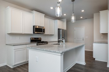 Pine Ridge Place Rental Home Kitchen, White cabinets, stone countertop, stainless steel appliances. - Photo Gallery 5