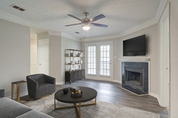 Place at Midway Douglasville GA apartments photo of living room with hardwood flooring - Photo Gallery 2
