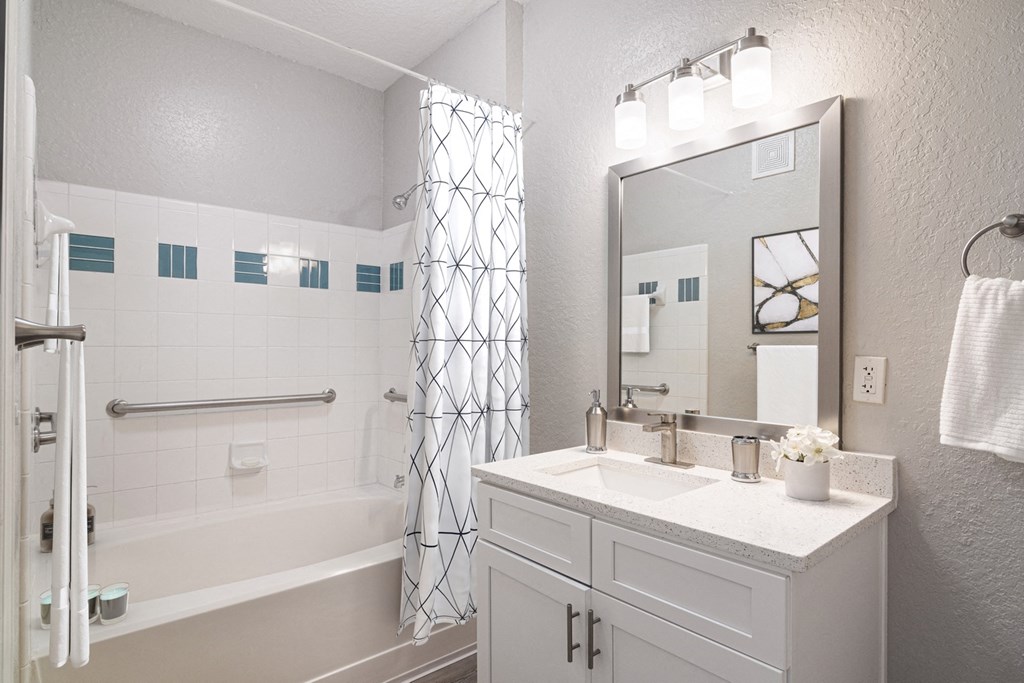 The Asher at Sugarloaf apartments in Lawrenceville Georgia photo of modern bathroom