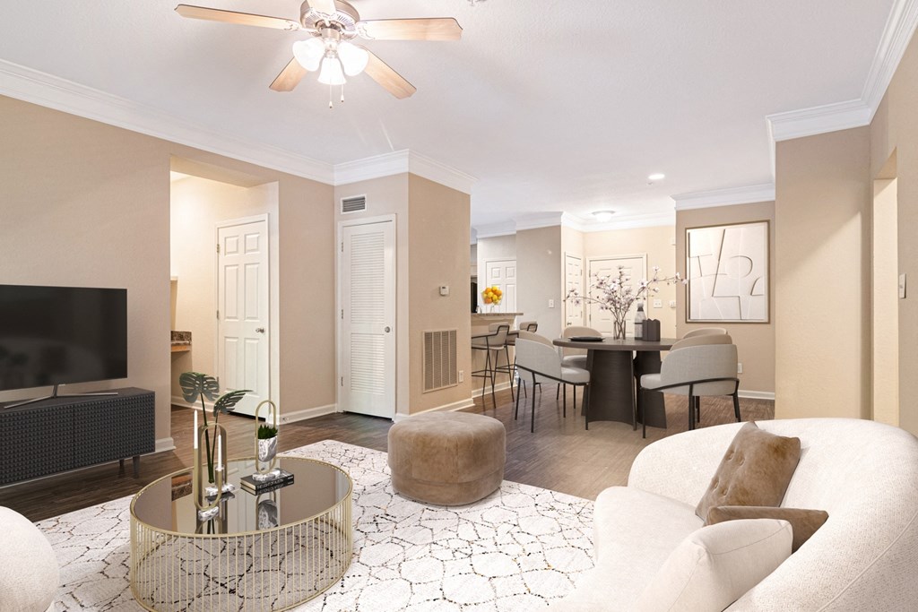 Large living room at The Asher at Sugarloaf, a pet-friendly community in Lawrenceville, GA, near Duluth.