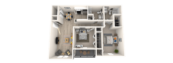 2 Bed, 2 Bath, 1002 sq. ft. Balcony