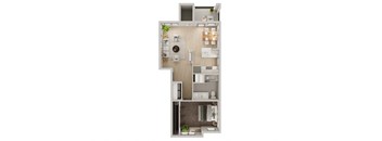 a floor plan of a 1 bedroom apartment