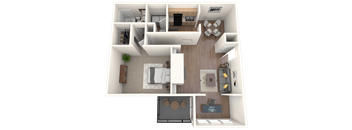 floor plan 1 Bed - 1 Bath, 870 sq ft, Albemarle