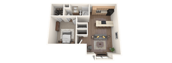floor plan 1 Bed - 1 Bath, 510 sq ft, Alexander A1